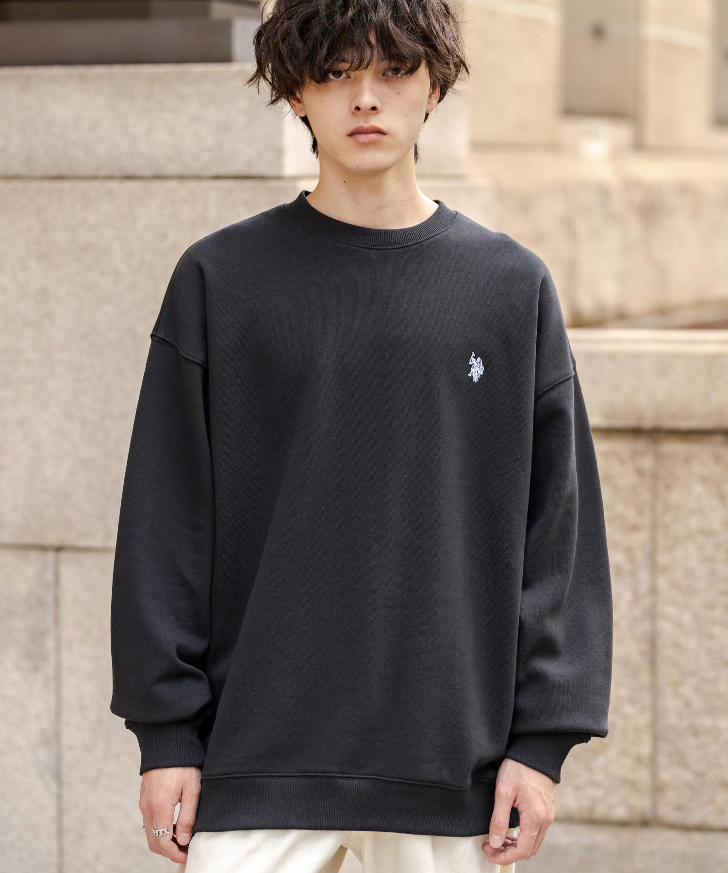 U.S. POLO ASSN. ユーエスポロアッスン オーバーサイズ裏起毛ワンポイントロゴ刺繍長袖スウェット	14765