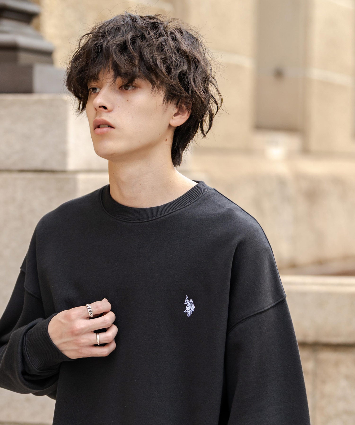 U.S. POLO ASSN. ユーエスポロアッスン オーバーサイズ裏起毛ワンポイントロゴ刺繍長袖スウェット	14765