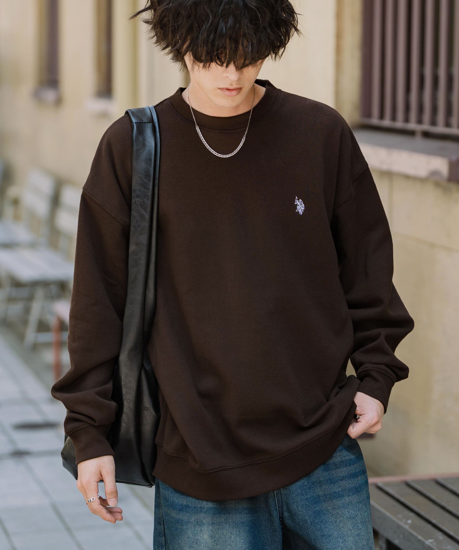 U.S. POLO ASSN. ユーエスポロアッスン オーバーサイズ裏起毛ワンポイントロゴ刺繍長袖スウェット	14765