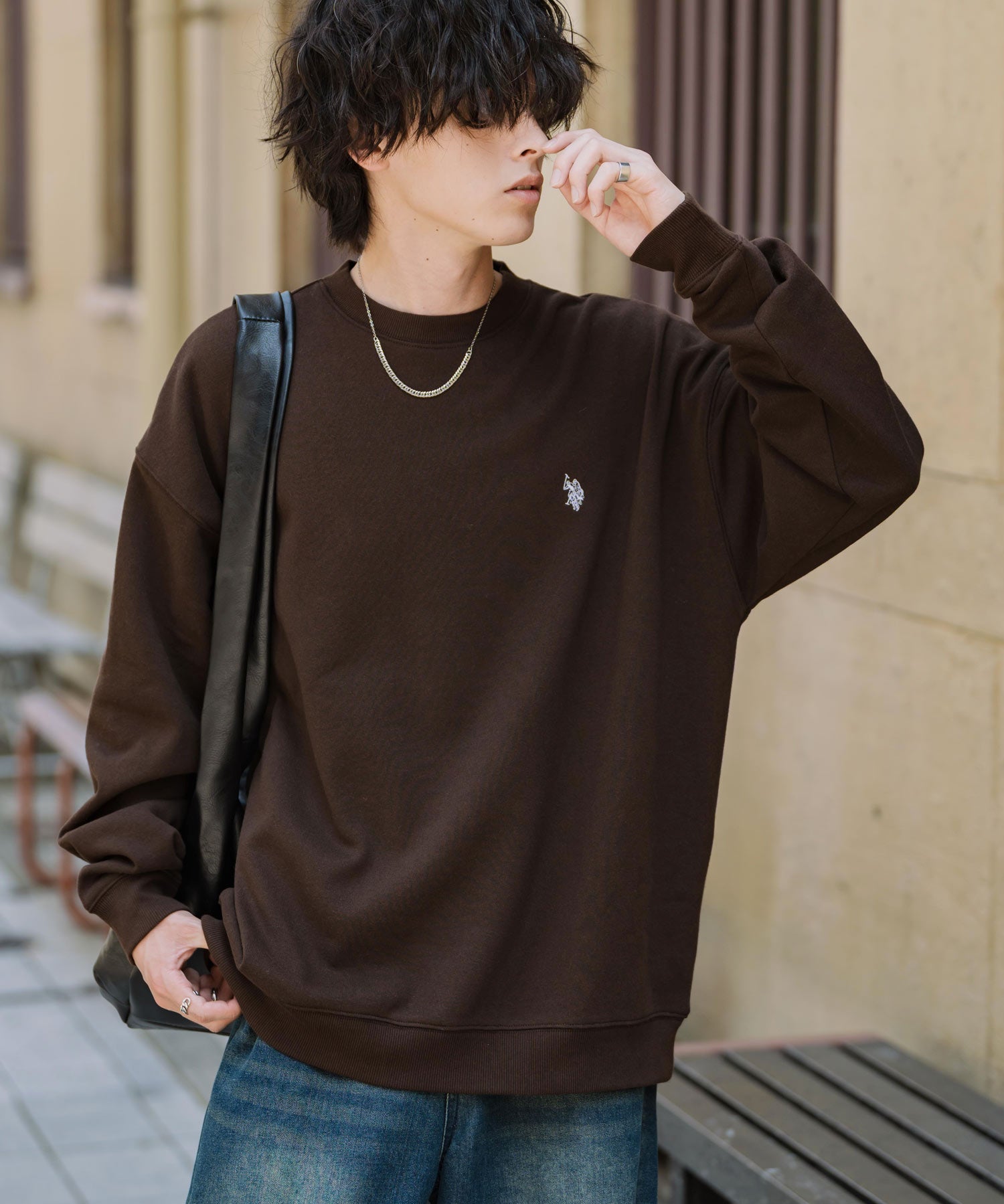 U.S. POLO ASSN. ユーエスポロアッスン オーバーサイズ裏起毛ワンポイントロゴ刺繍長袖スウェット	14765