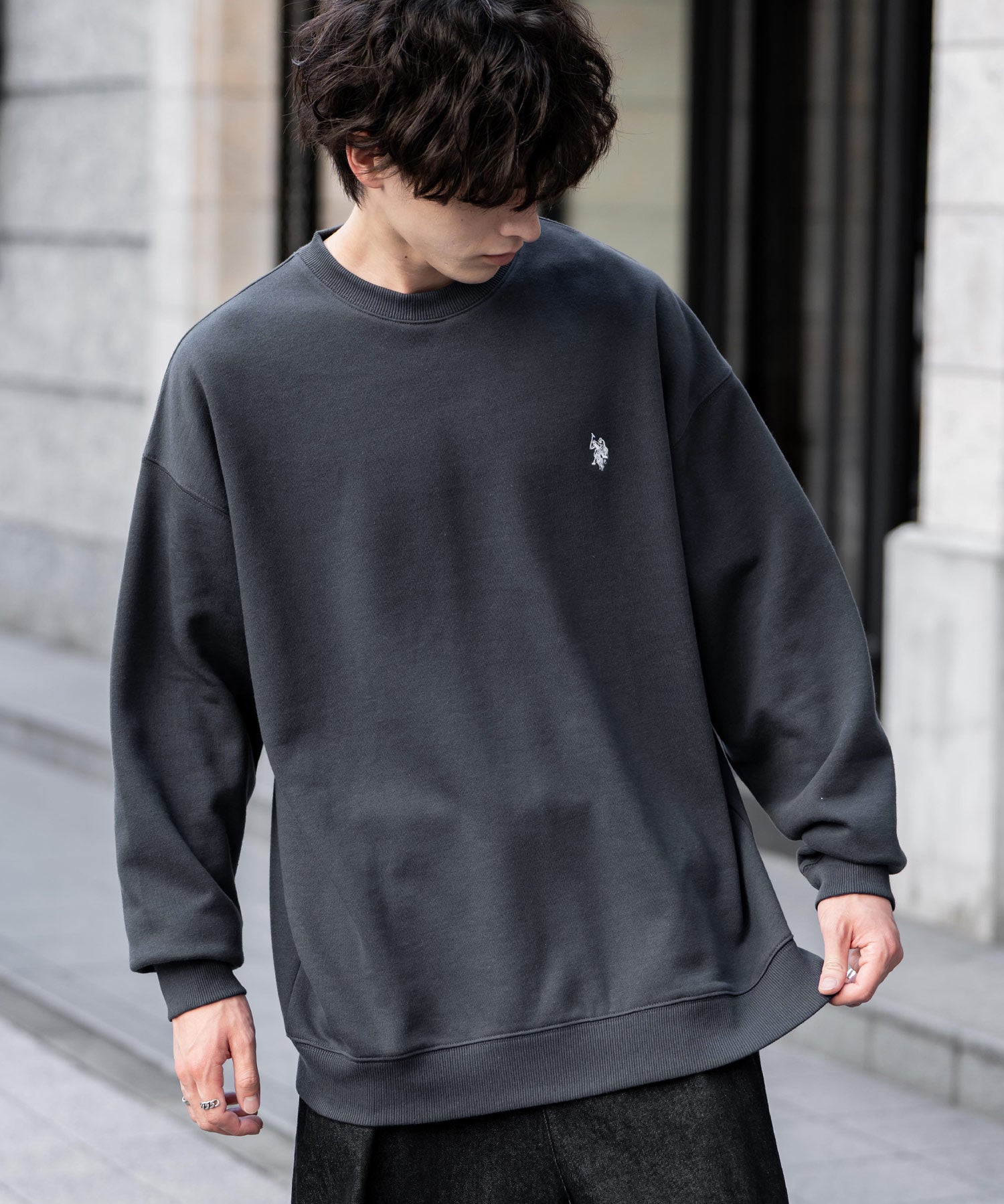 U.S. POLO ASSN. ユーエスポロアッスン オーバーサイズ裏起毛ワンポイントロゴ刺繍長袖スウェット	14765