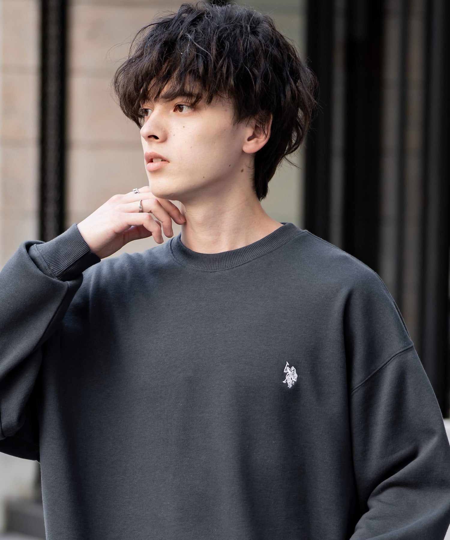 U.S. POLO ASSN. ユーエスポロアッスン オーバーサイズ裏起毛ワンポイントロゴ刺繍長袖スウェット	14765