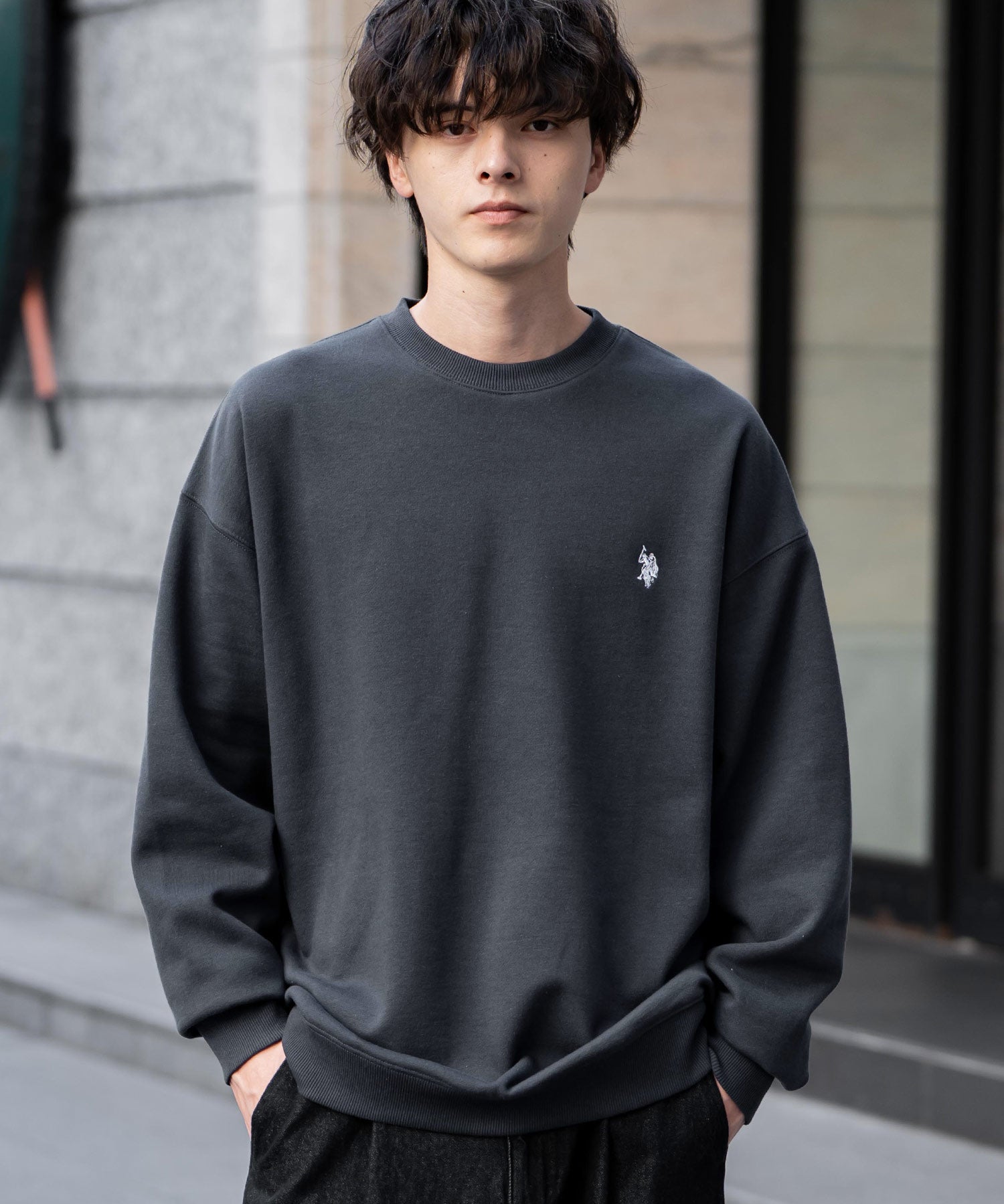 U.S. POLO ASSN. ユーエスポロアッスン オーバーサイズ裏起毛ワンポイントロゴ刺繍長袖スウェット	14765