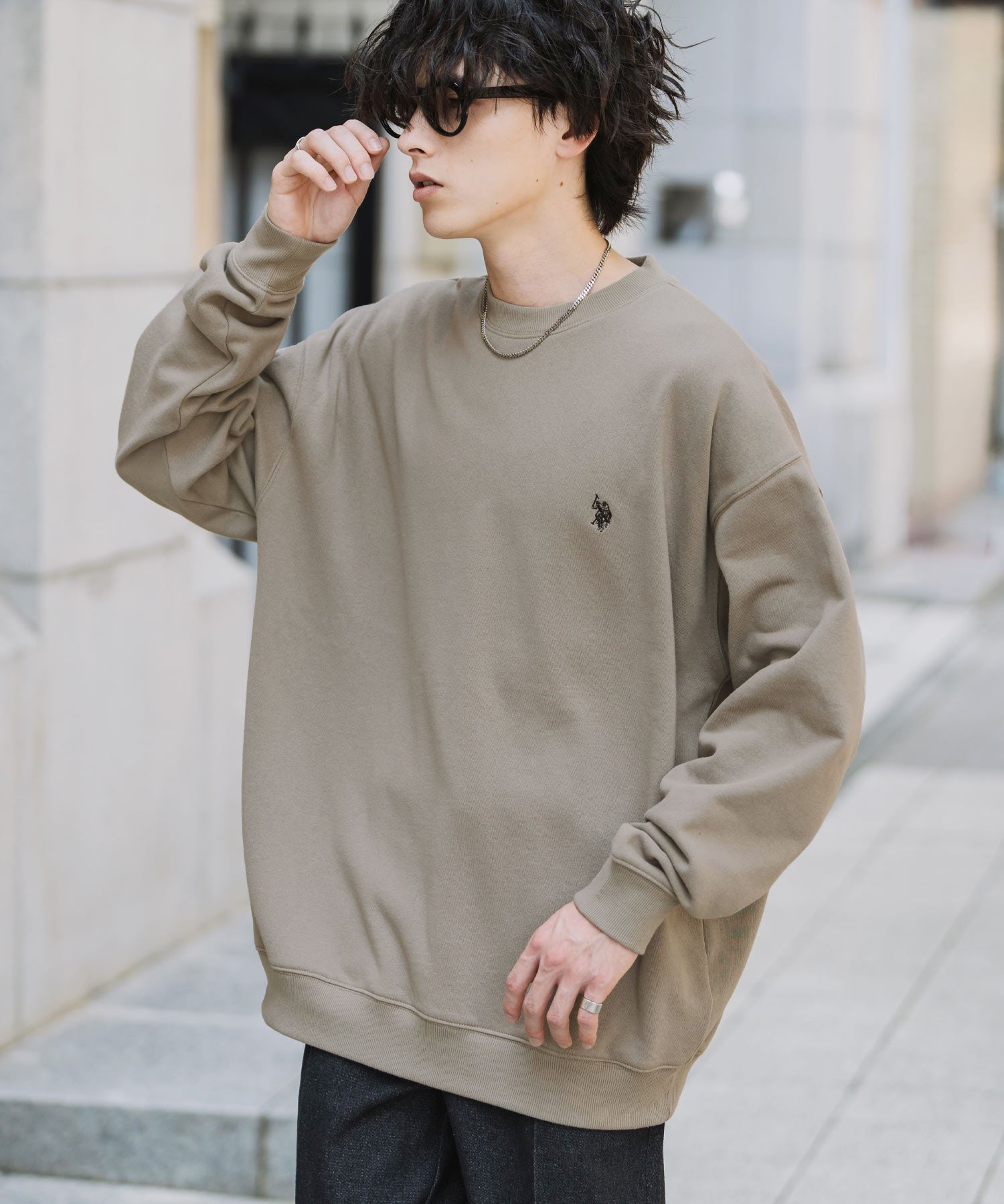 U.S. POLO ASSN. ユーエスポロアッスン オーバーサイズ裏起毛ワンポイントロゴ刺繍長袖スウェット	14765