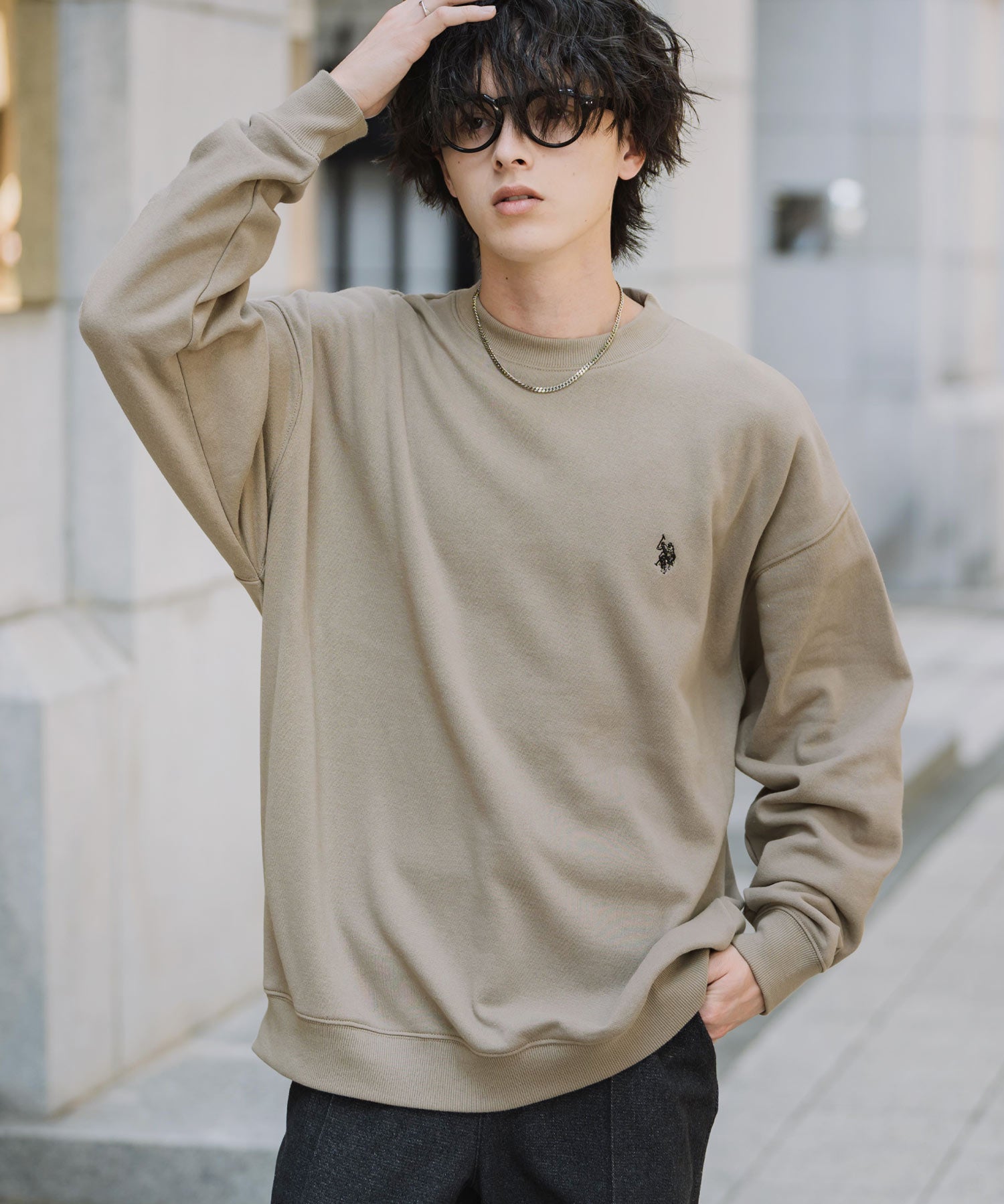 U.S. POLO ASSN. ユーエスポロアッスン オーバーサイズ裏起毛ワンポイントロゴ刺繍長袖スウェット	14765