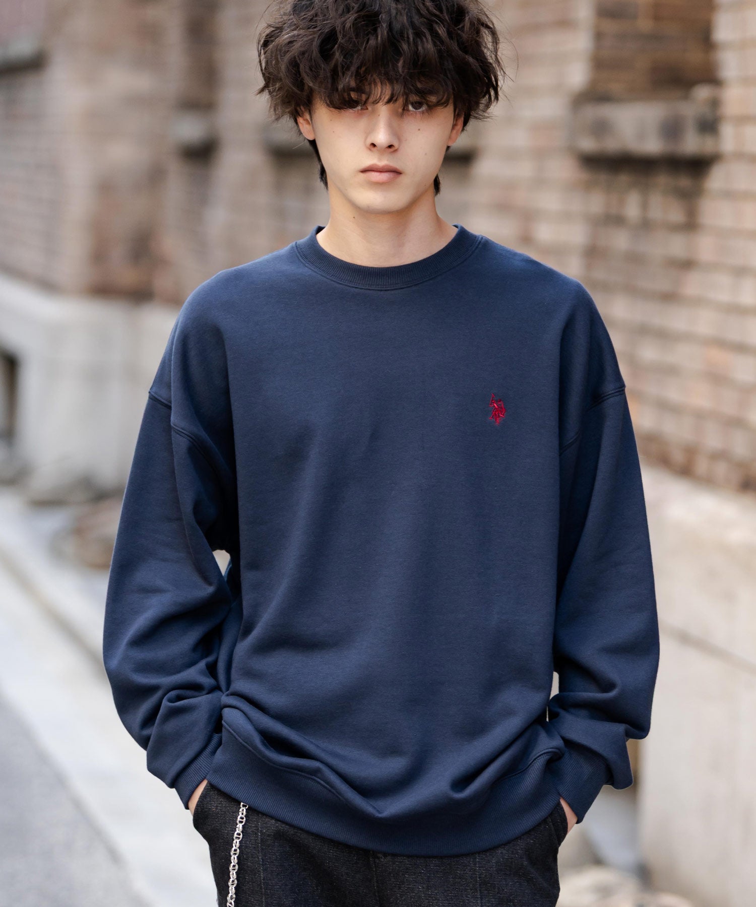 U.S. POLO ASSN. ユーエスポロアッスン オーバーサイズ裏起毛ワンポイントロゴ刺繍長袖スウェット	14765