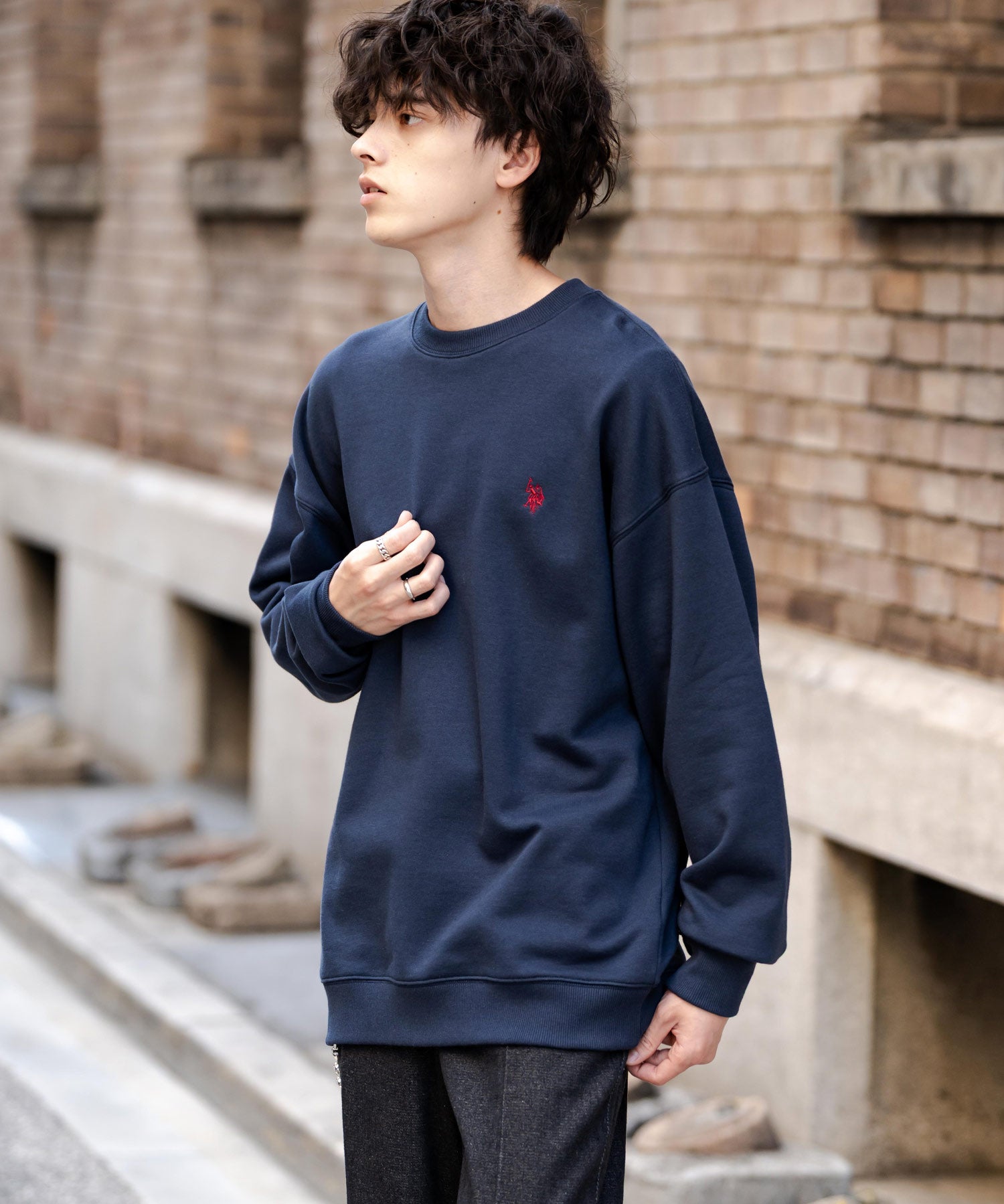U.S. POLO ASSN. ユーエスポロアッスン オーバーサイズ裏起毛ワンポイントロゴ刺繍長袖スウェット	14765
