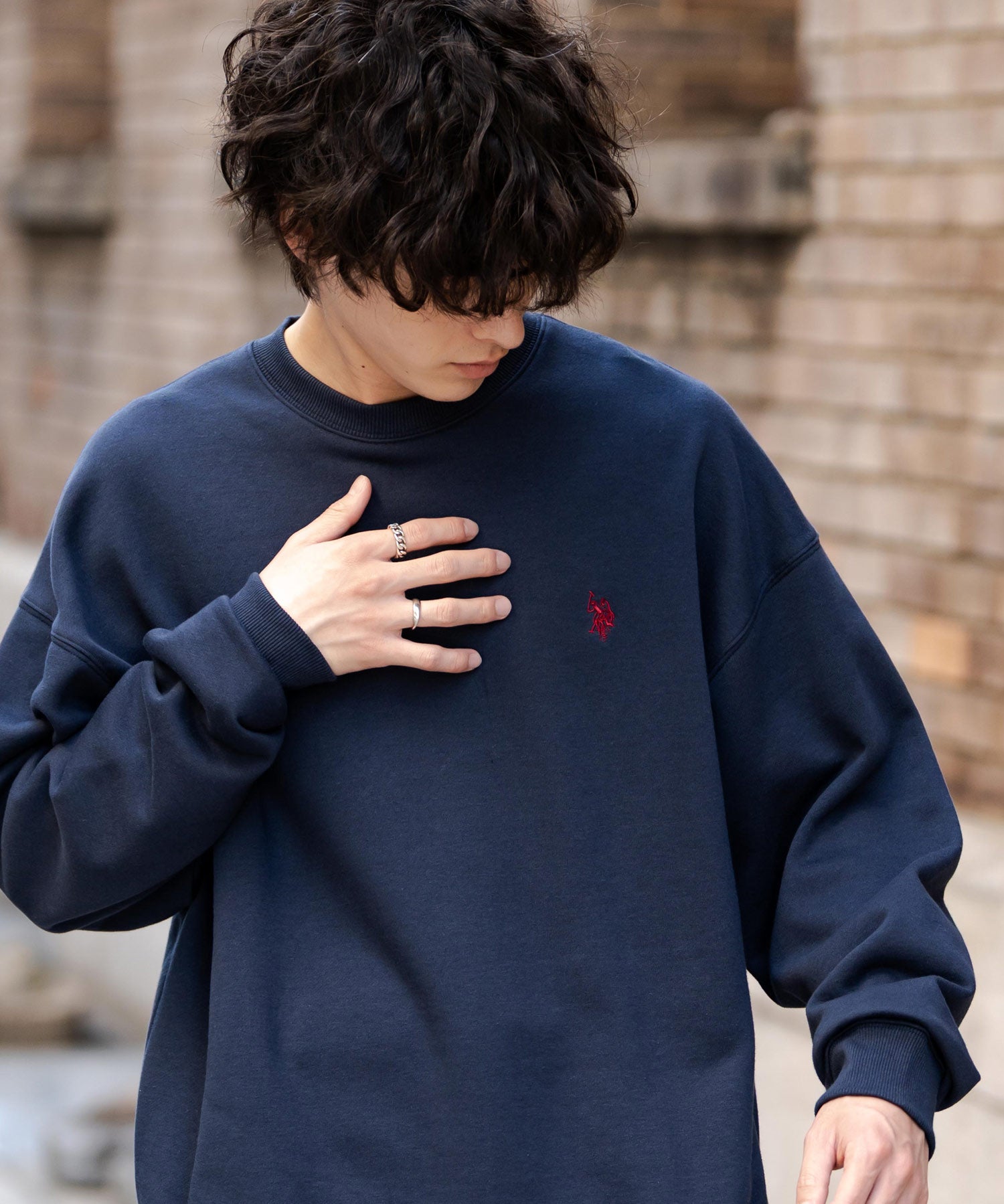 U.S. POLO ASSN. ユーエスポロアッスン オーバーサイズ裏起毛ワンポイントロゴ刺繍長袖スウェット	14765