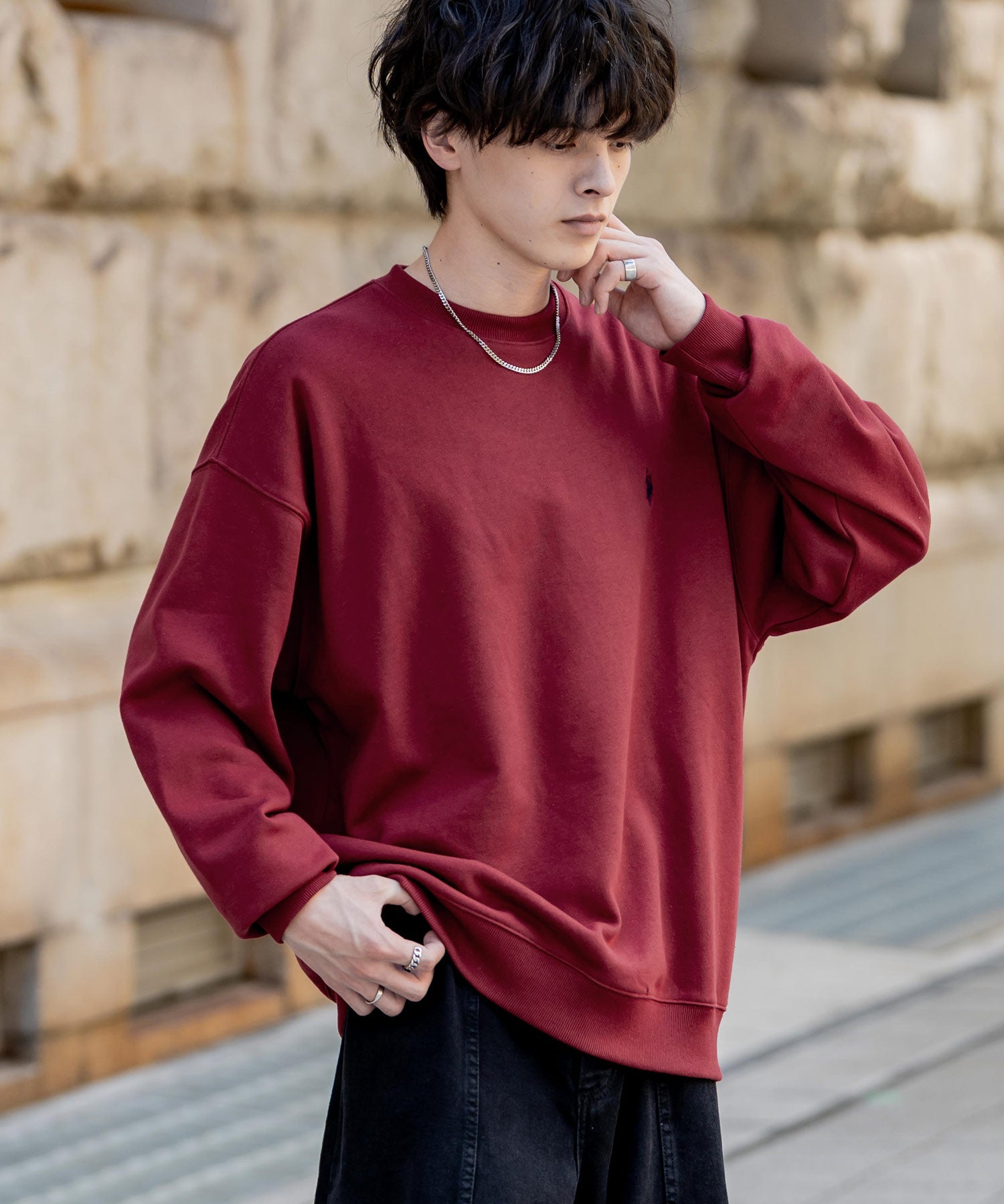 U.S. POLO ASSN. ユーエスポロアッスン オーバーサイズ裏起毛ワンポイントロゴ刺繍長袖スウェット	14765