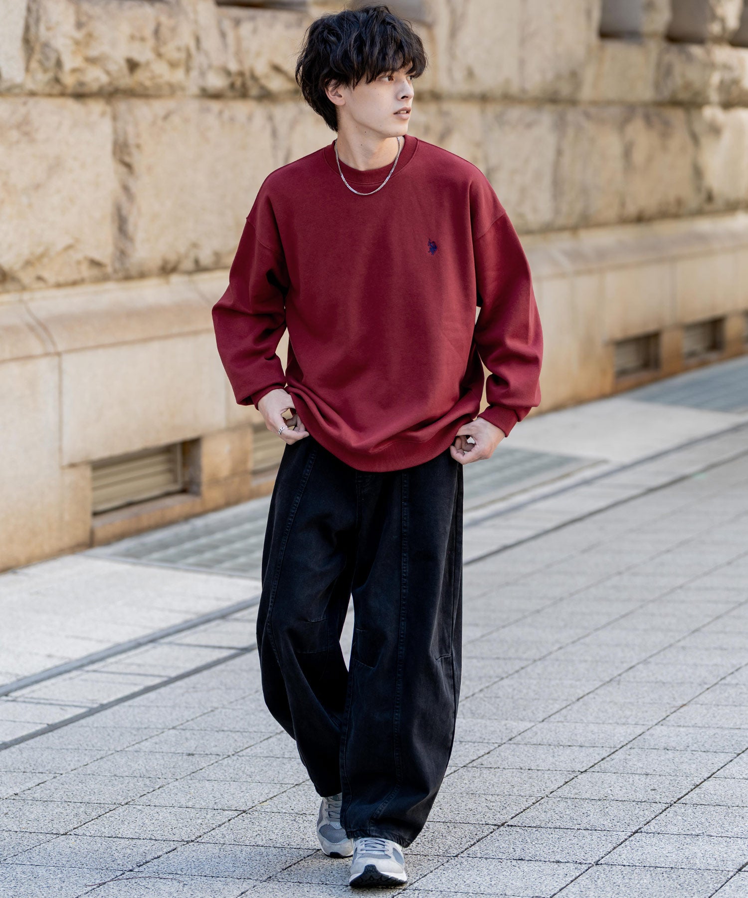 U.S. POLO ASSN. ユーエスポロアッスン オーバーサイズ裏起毛ワンポイントロゴ刺繍長袖スウェット	14765