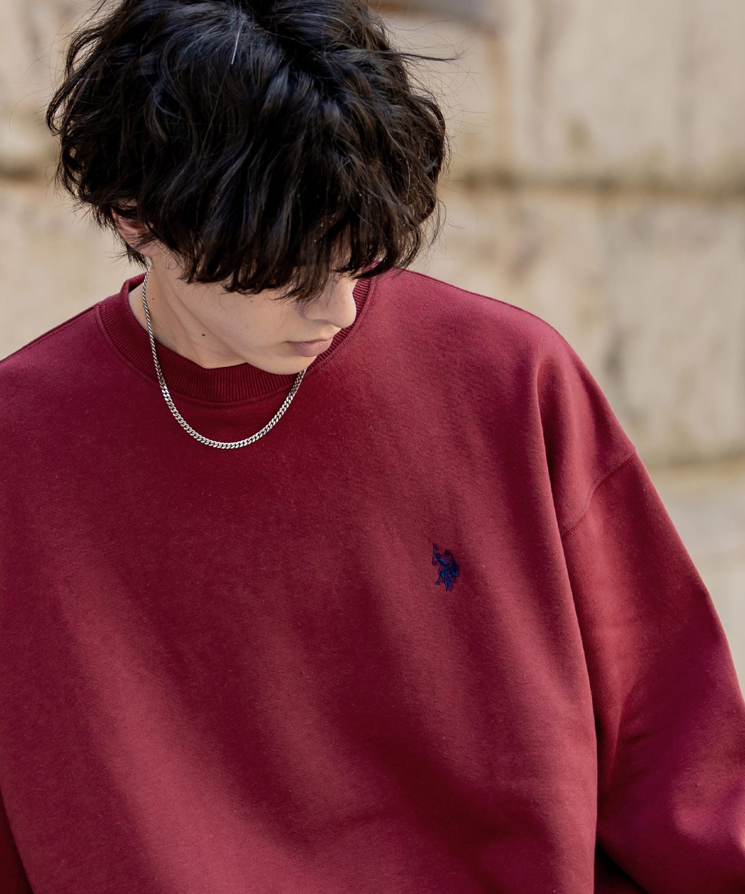 U.S. POLO ASSN. ユーエスポロアッスン オーバーサイズ裏起毛ワンポイントロゴ刺繍長袖スウェット	14765