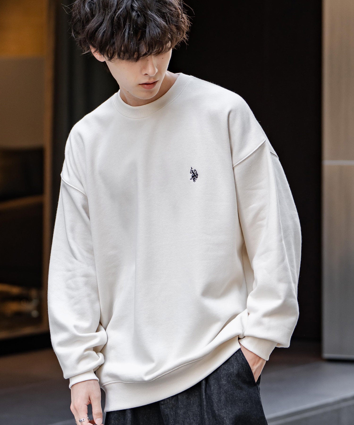 U.S. POLO ASSN. ユーエスポロアッスン オーバーサイズ裏起毛ワンポイントロゴ刺繍長袖スウェット	14765