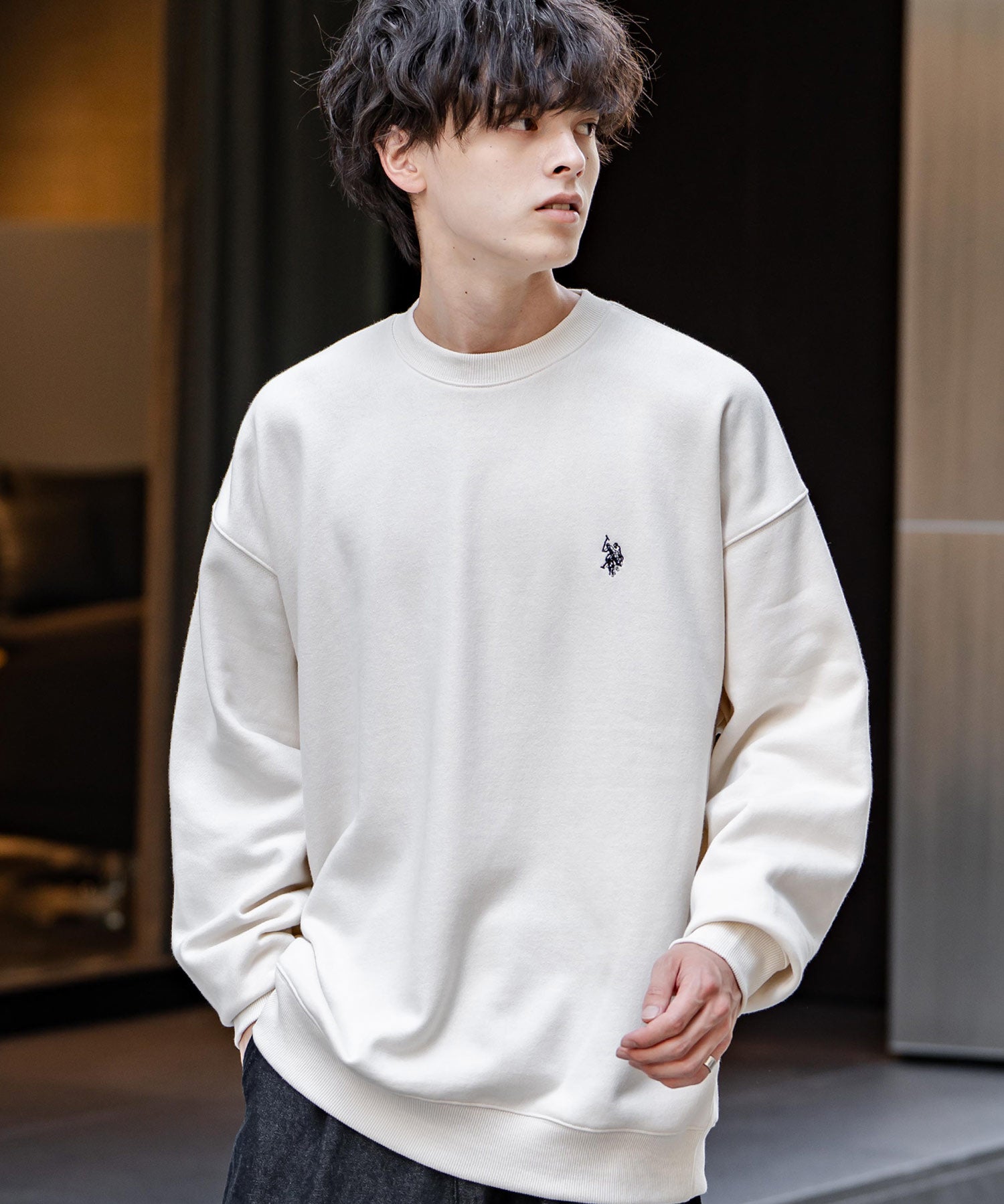 U.S. POLO ASSN. ユーエスポロアッスン オーバーサイズ裏起毛ワンポイントロゴ刺繍長袖スウェット	14765