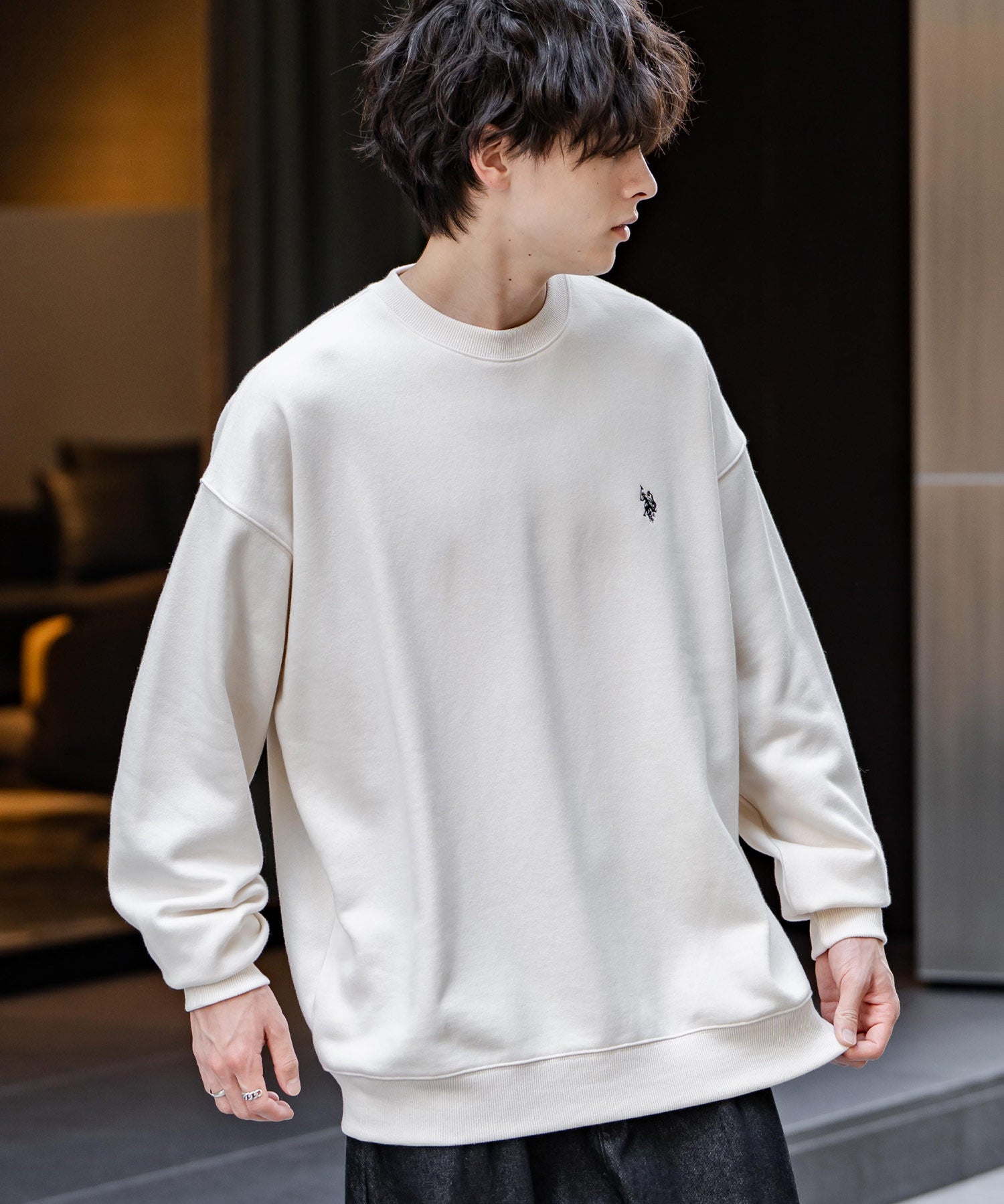U.S. POLO ASSN. ユーエスポロアッスン オーバーサイズ裏起毛ワンポイントロゴ刺繍長袖スウェット	14765