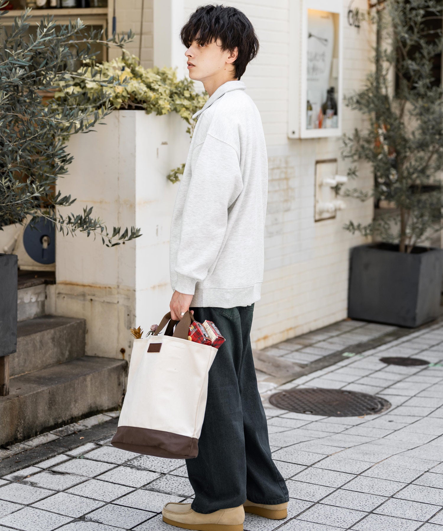 U.S. POLO ASSN. ユーエスポロアッスン オーバーサイズ裏起毛ワンポイントロゴ刺繍長袖ハーフジップスウェット 14766