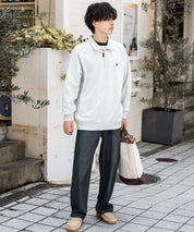 U.S. POLO ASSN. ユーエスポロアッスン オーバーサイズ裏起毛ワンポイントロゴ刺繍長袖ハーフジップスウェット 16108