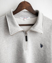 U.S. POLO ASSN. ユーエスポロアッスン オーバーサイズ裏起毛ワンポイントロゴ刺繍長袖ハーフジップスウェット 14766
