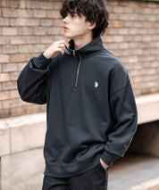 U.S. POLO ASSN. ユーエスポロアッスン オーバーサイズ裏起毛ワンポイントロゴ刺繍長袖ハーフジップスウェット 16108