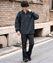 U.S. POLO ASSN. ユーエスポロアッスン オーバーサイズ裏起毛ワンポイントロゴ刺繍長袖ハーフジップスウェット 16108