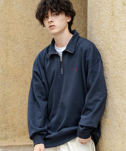 U.S. POLO ASSN. ユーエスポロアッスン オーバーサイズ裏起毛ワンポイントロゴ刺繍長袖ハーフジップスウェット 16108