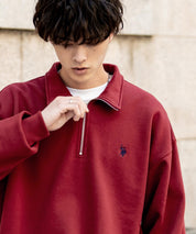 U.S. POLO ASSN. ユーエスポロアッスン オーバーサイズ裏起毛ワンポイントロゴ刺繍長袖ハーフジップスウェット 16108