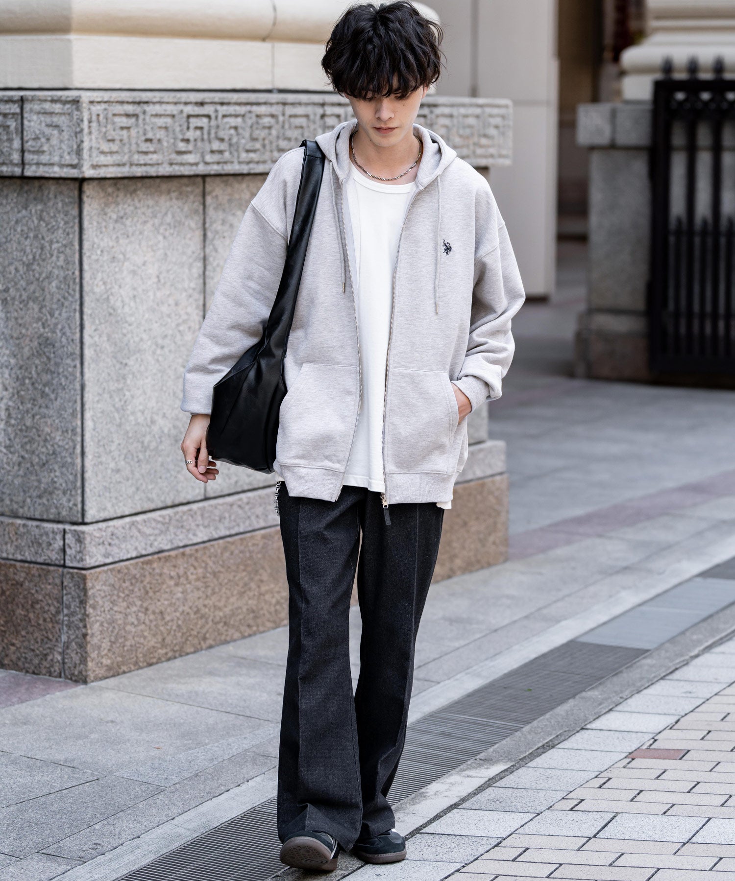 U.S. POLO ASSN. ユーエスポロアッスン オーバーサイズ裏起毛ワンポイントロゴ刺繍フルジップ長袖パーカー 14767