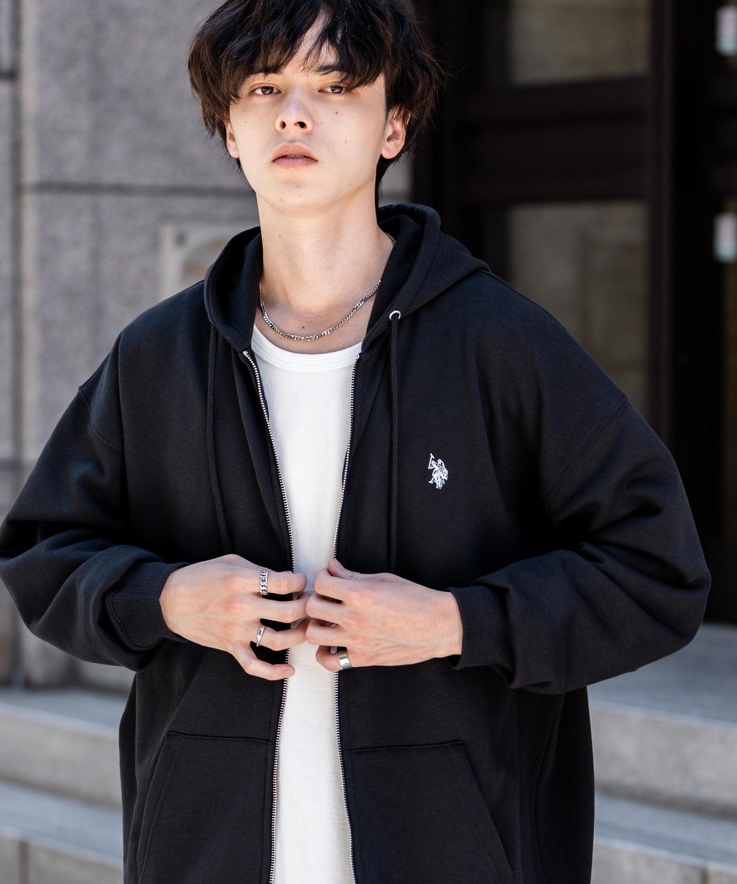 U.S. POLO ASSN. 黒 フルジップパーカー Lサイズ U.S. POLO ASSN.（ユーエスポロアッスン） パーカー メンズ レディース