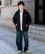 U.S. POLO ASSN. ユーエスポロアッスン オーバーサイズ裏起毛ワンポイントロゴ刺繍フルジップ長袖パーカー 14767