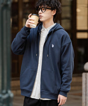 U.S. POLO ASSN. ユーエスポロアッスン オーバーサイズ裏起毛ワンポイントロゴ刺繍フルジップ長袖パーカー 14767