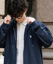 U.S. POLO ASSN. ユーエスポロアッスン オーバーサイズ裏起毛ワンポイントロゴ刺繍フルジップ長袖パーカー 14767