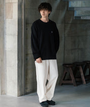 U.S. POLO ASSN. ユーエスポロアッスン 別注コラボ オーバーサイズワンポイントロゴ刺繍畦編みクルーネック長袖ニットセーター 14768