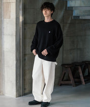 U.S. POLO ASSN. ユーエスポロアッスン 別注コラボ オーバーサイズワンポイントロゴ刺繍畦編みクルーネック長袖ニットセーター 14768