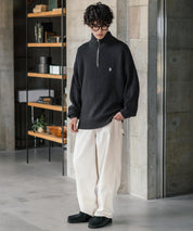 U.S. POLO ASSN. ユーエスポロアッスン 別注コラボ オーバーサイズワンポイントロゴ刺繍畦編みハーフジップ長袖ニットセーター 14769
