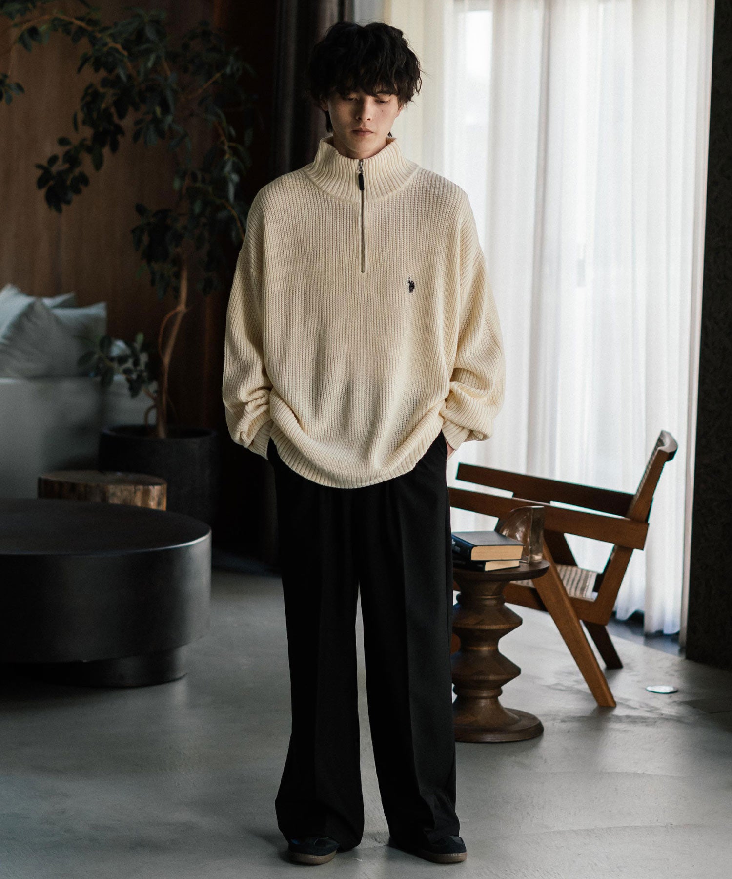 TTT_MSW Kasuri Knit polo ハーフジップ ニット 刺繍 TTT_MSW Kasuri Knit polo ハーフジップ ニット 刺繍 M KNIT | TTTMSW