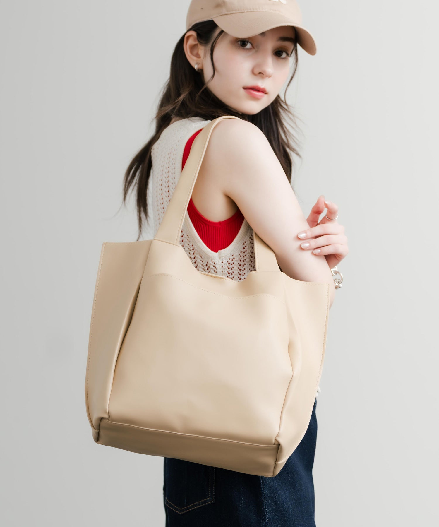 新色追加 PUワンショルダートートバッグ　ポーチセット 14772