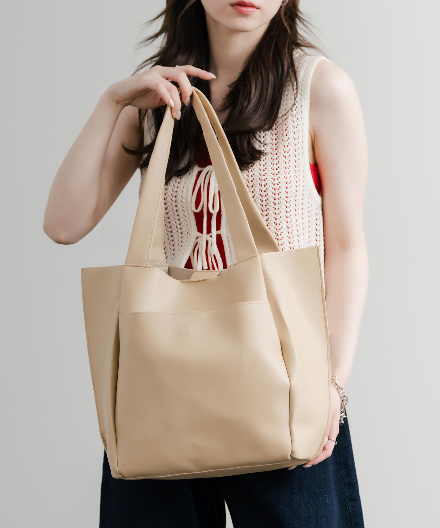 新色追加 PUワンショルダートートバッグ　ポーチセット 14772