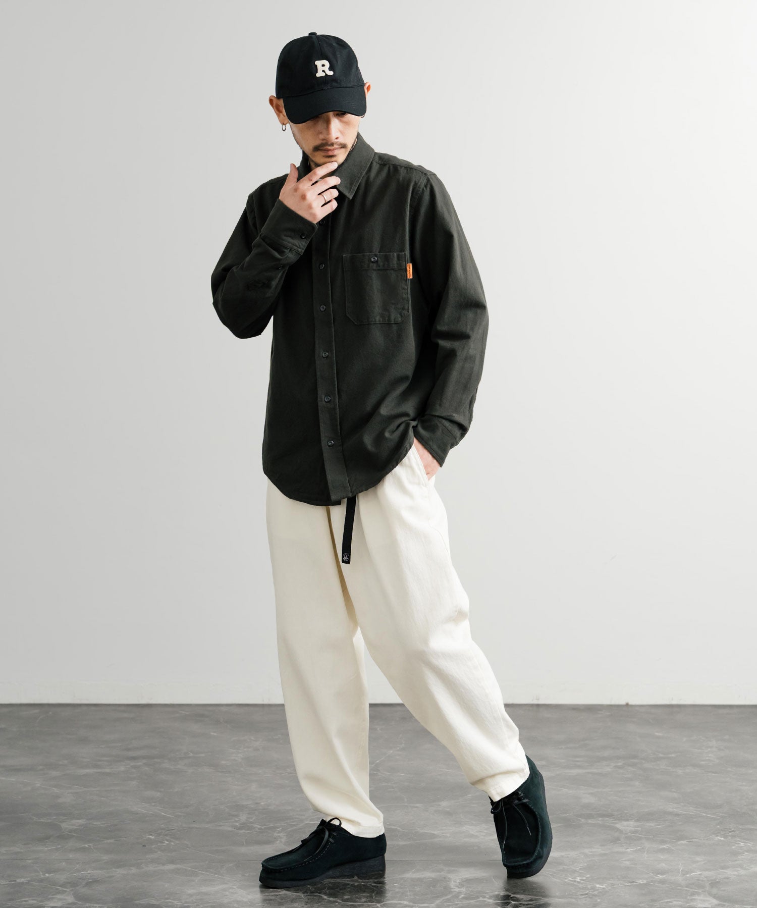 KRIFF MAYER クリフメイヤー ルーズシルエット コットンビエラ無地長袖シャツ 2516301 14780