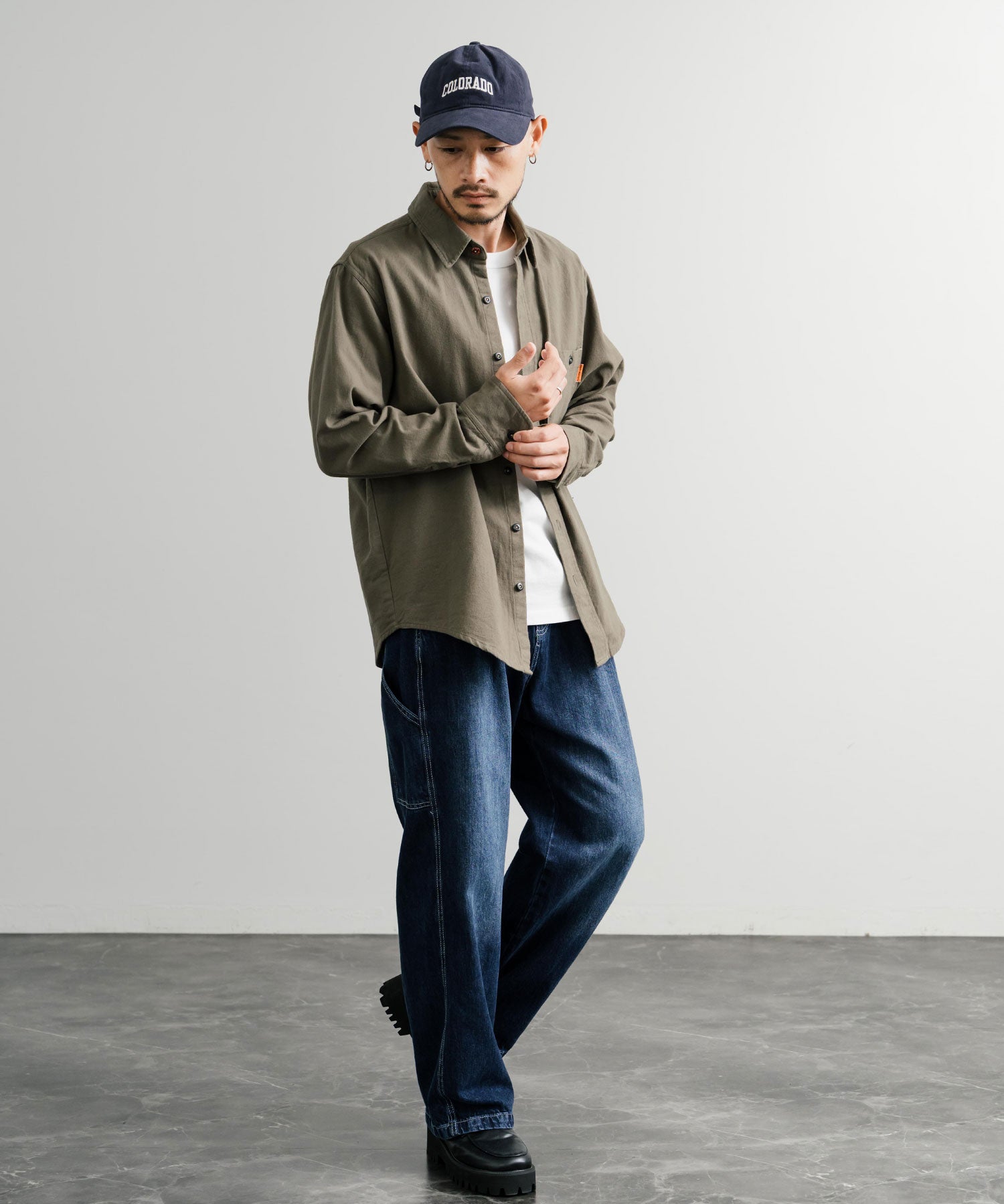 KRIFF MAYER クリフメイヤー ルーズシルエット コットンビエラ無地長袖シャツ 2516301 14780