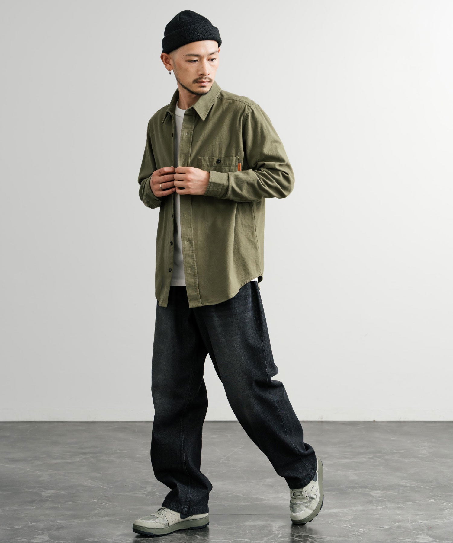 KRIFF MAYER クリフメイヤー ルーズシルエット コットンビエラ無地長袖シャツ 2516301 14780