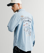 KRIFF MAYER クリフメイヤー 刺繍インディゴシャンブレーシャツ/胸ポケット長袖デニムシャツ 2514000 14782