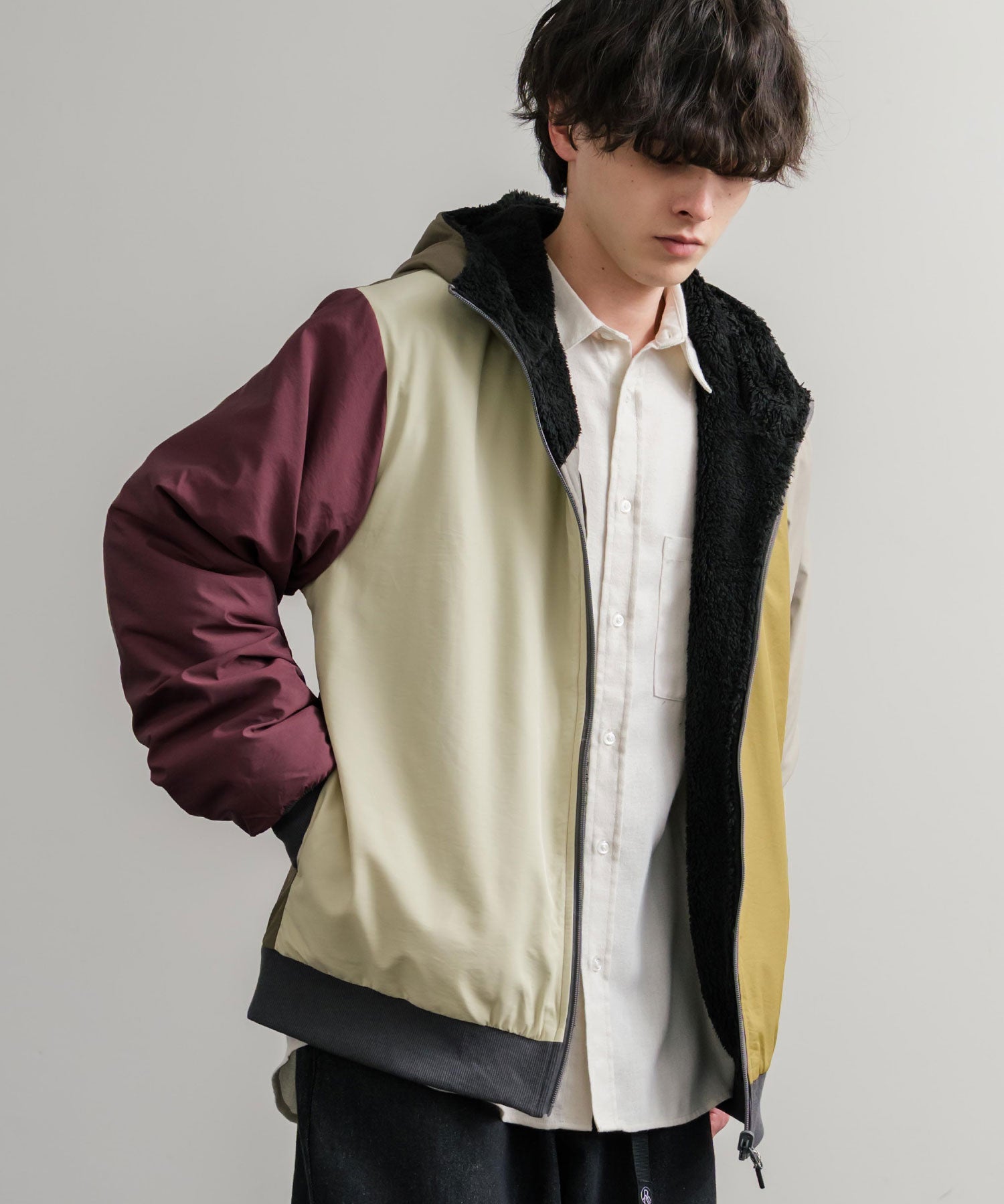 KRIFF MAYER クリフメイヤー2WAY リバーシブル ひっくりフード付きボアジャケット/ロゴ刺繍入りマウンテンパーカー 2514403 14795