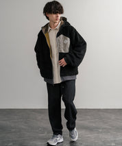 KRIFF MAYER クリフメイヤー2WAY リバーシブル ひっくりフード付きボアジャケット/ロゴ刺繍入りマウンテンパーカー 2514403 14795