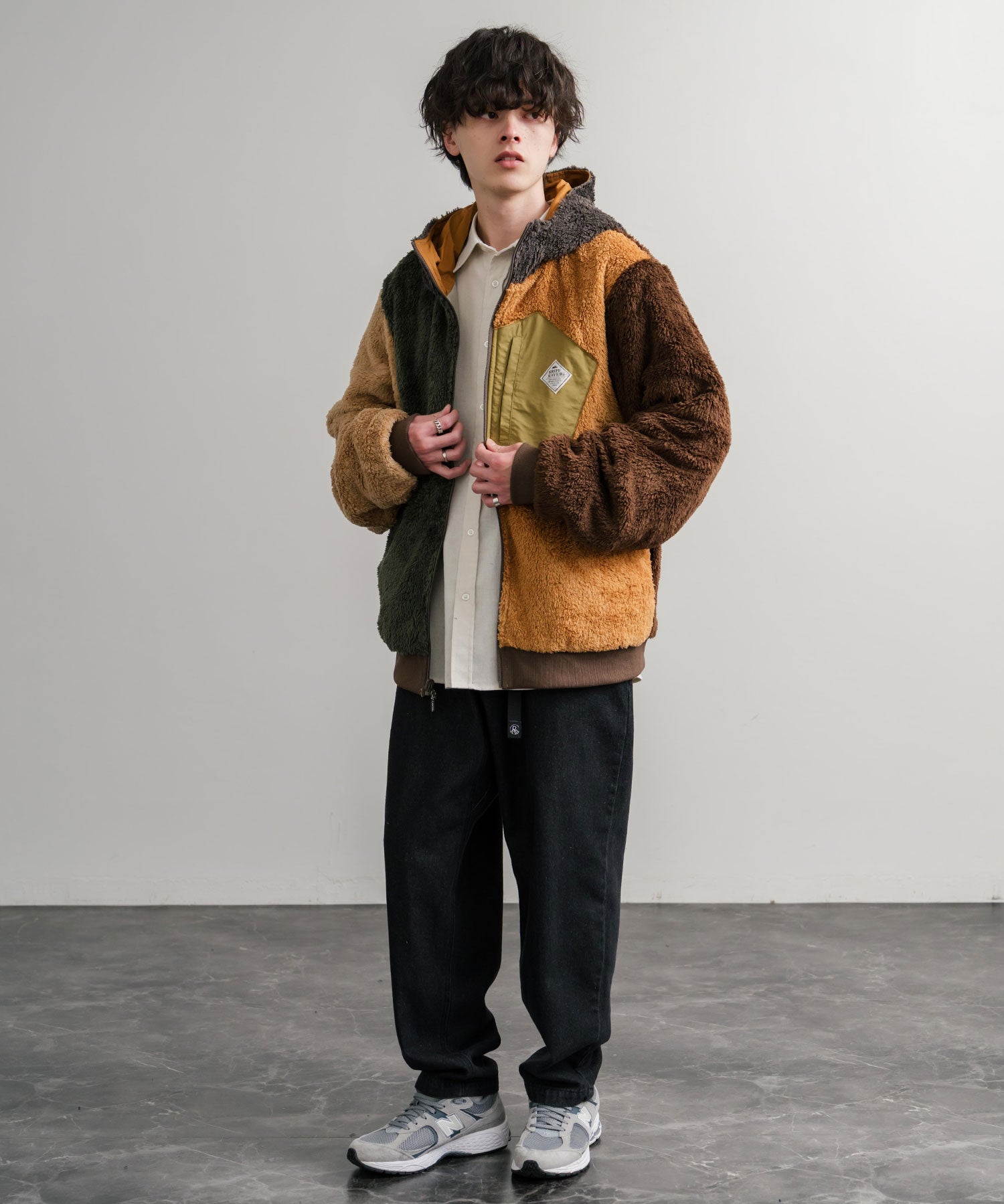 KRIFF MAYER クリフメイヤー2WAY リバーシブル ひっくりフード付きボアジャケット/ロゴ刺繍入りマウンテンパーカー 2514403 14795