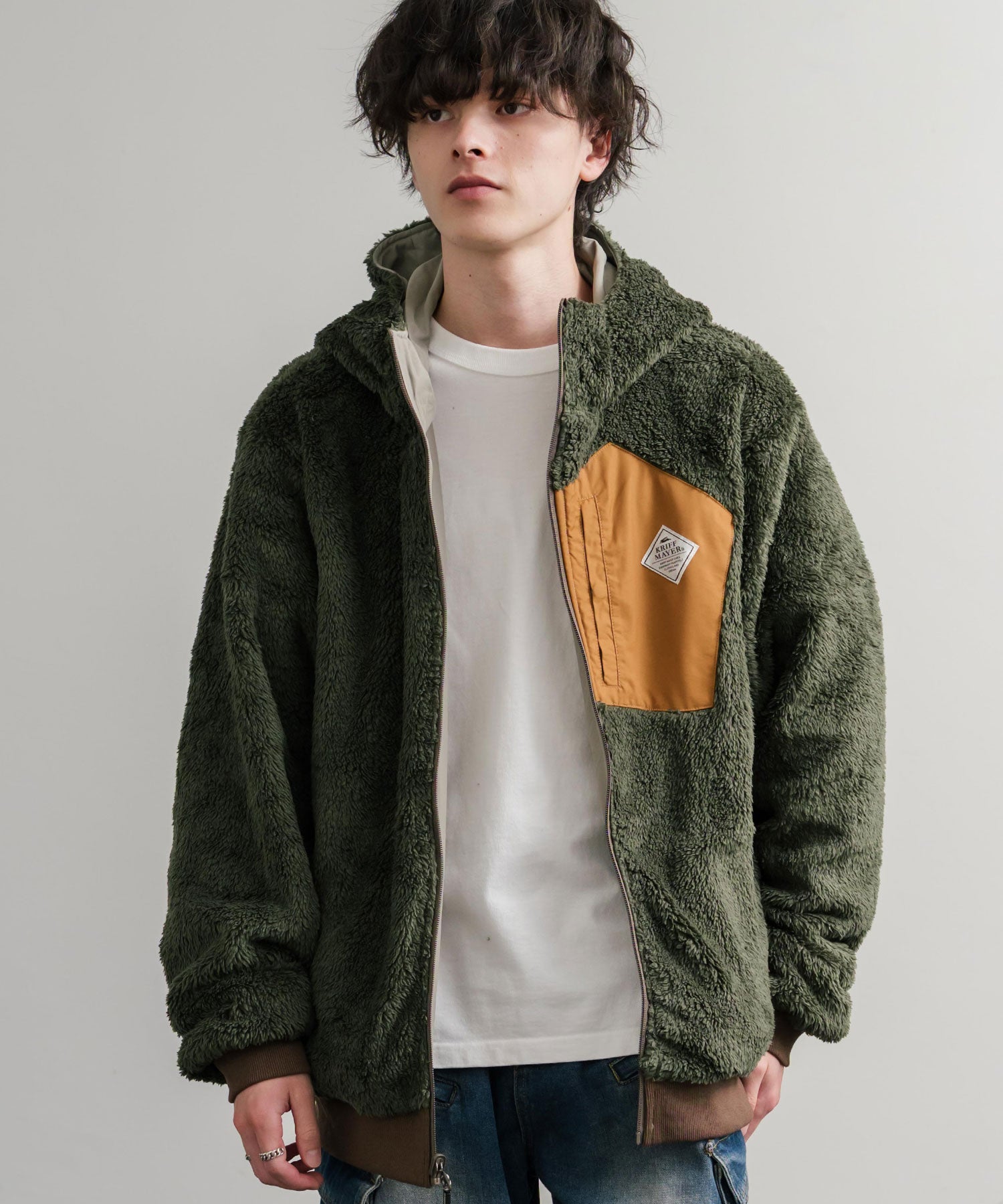 KRIFF MAYER クリフメイヤー2WAY リバーシブル ひっくりフード付きボアジャケット/ロゴ刺繍入りマウンテンパーカー 2514403 14795