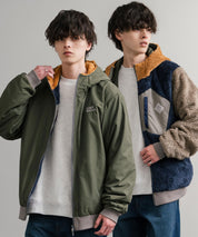 KRIFF MAYER クリフメイヤー2WAY リバーシブル ひっくりフード付きボアジャケット/ロゴ刺繍入りマウンテンパーカー 2514403 14795