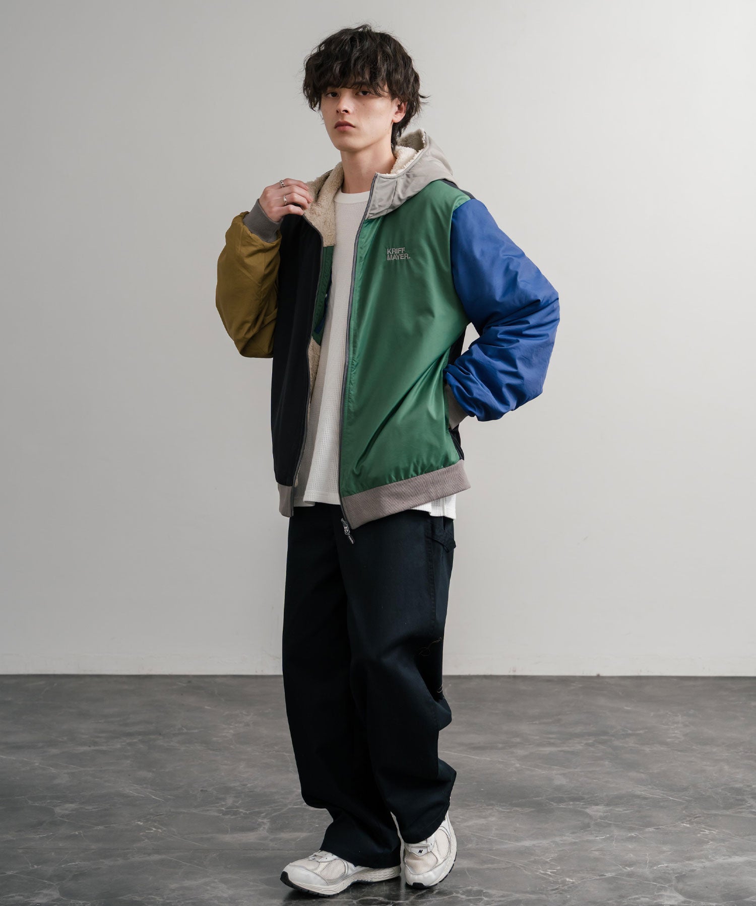 KRIFF MAYER クリフメイヤー2WAY リバーシブル ひっくりフード付きボアジャケット/ロゴ刺繍入りマウンテンパーカー 2514403 14795