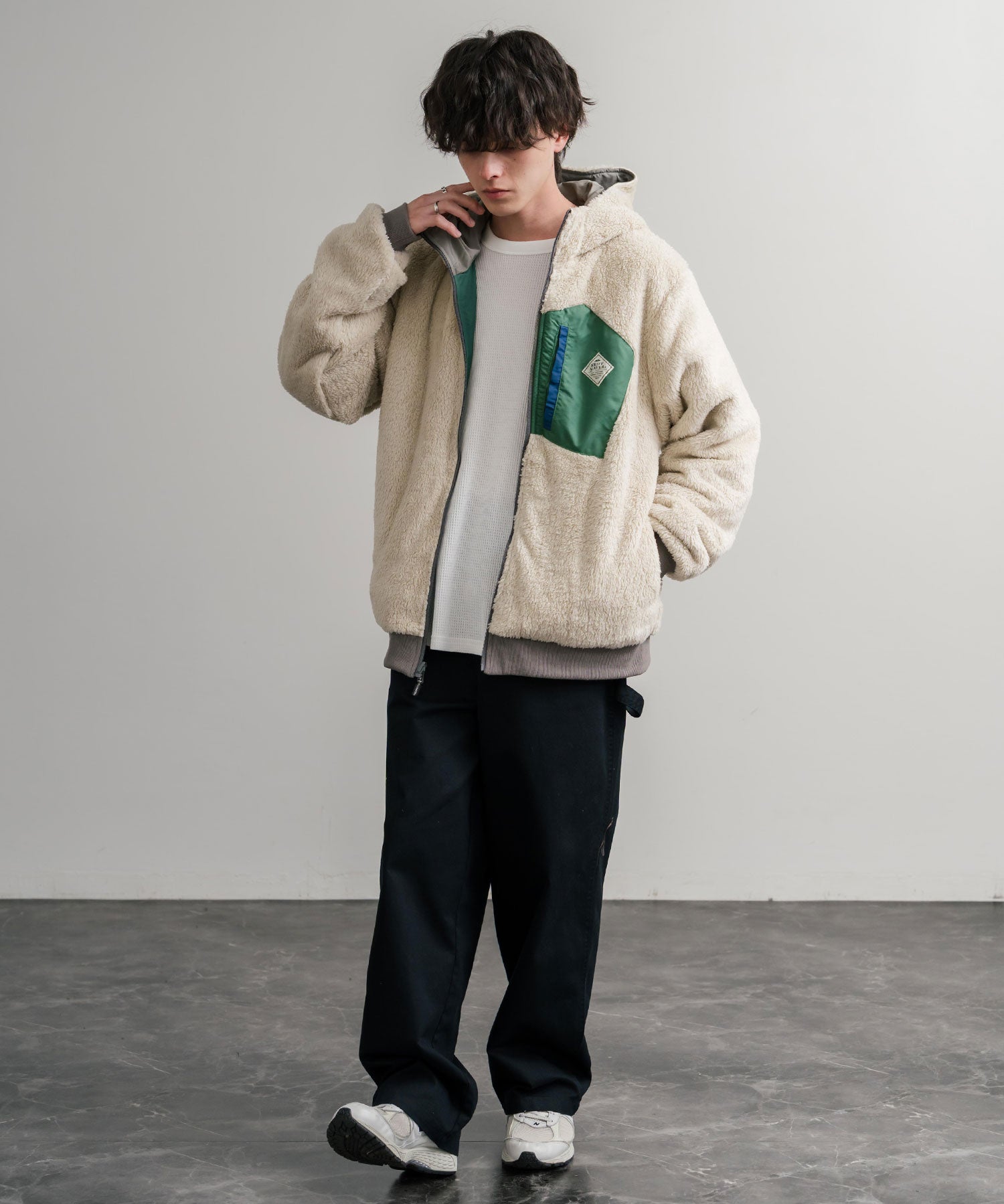 KRIFF MAYER クリフメイヤー2WAY リバーシブル ひっくりフード付きボアジャケット/ロゴ刺繍入りマウンテンパーカー 2514403 14795