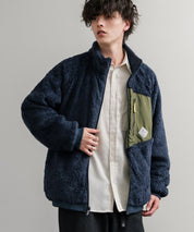 KRIFF MAYER クリフメイヤー 2WAY リバーシブルひっくりスタンドネックボアジャケット/ロゴ刺繍入りボアブルゾン 2514404 14796