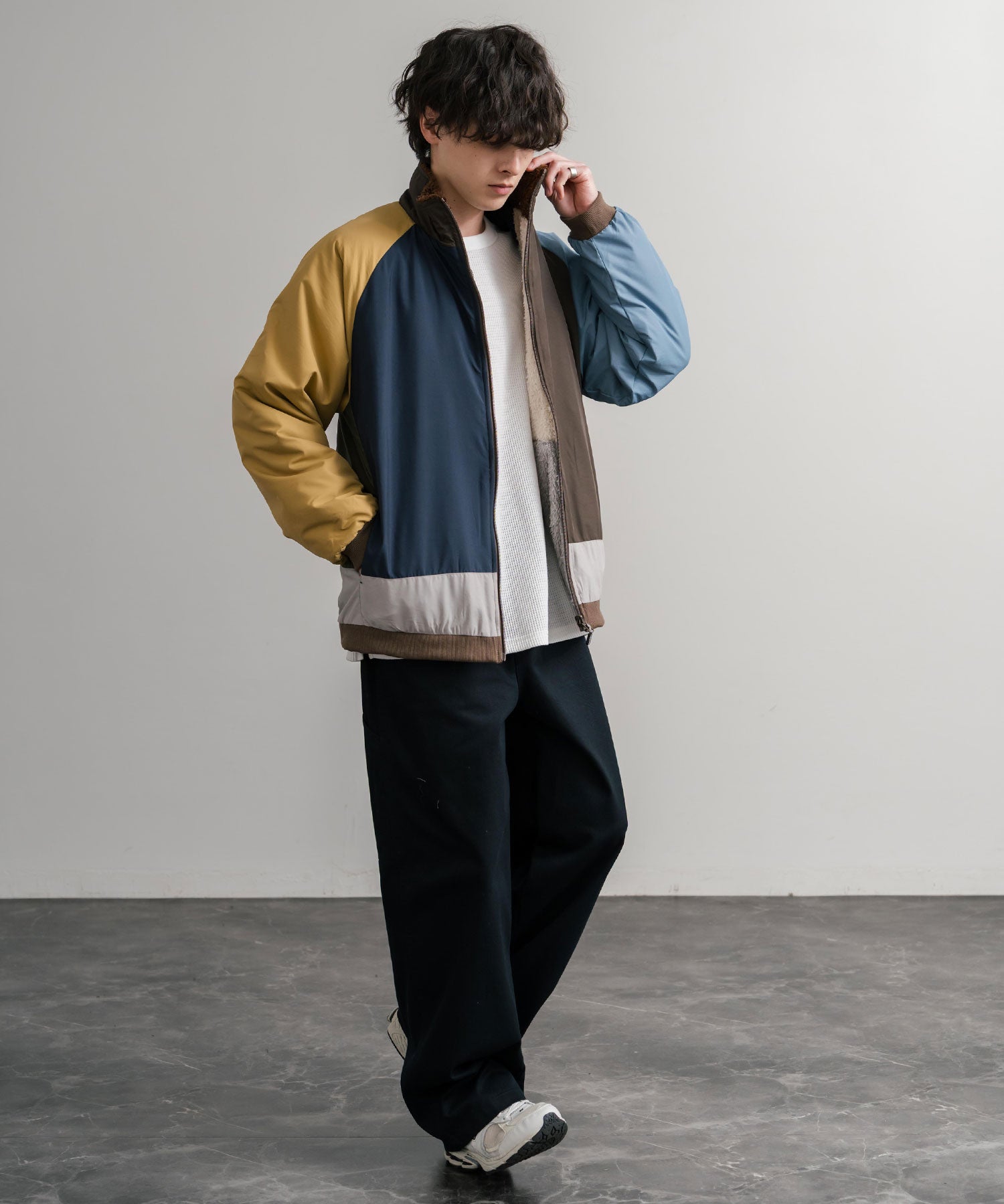 KRIFF MAYER クリフメイヤー 2WAY リバーシブルひっくりスタンドネックボアジャケット/ロゴ刺繍入りボアブルゾン 2514404 14796