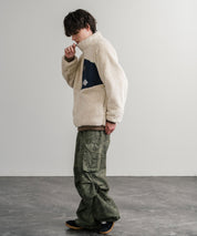 KRIFF MAYER クリフメイヤー 2WAY リバーシブルひっくりスタンドネックボアジャケット/ロゴ刺繍入りボアブルゾン 2514404 14796